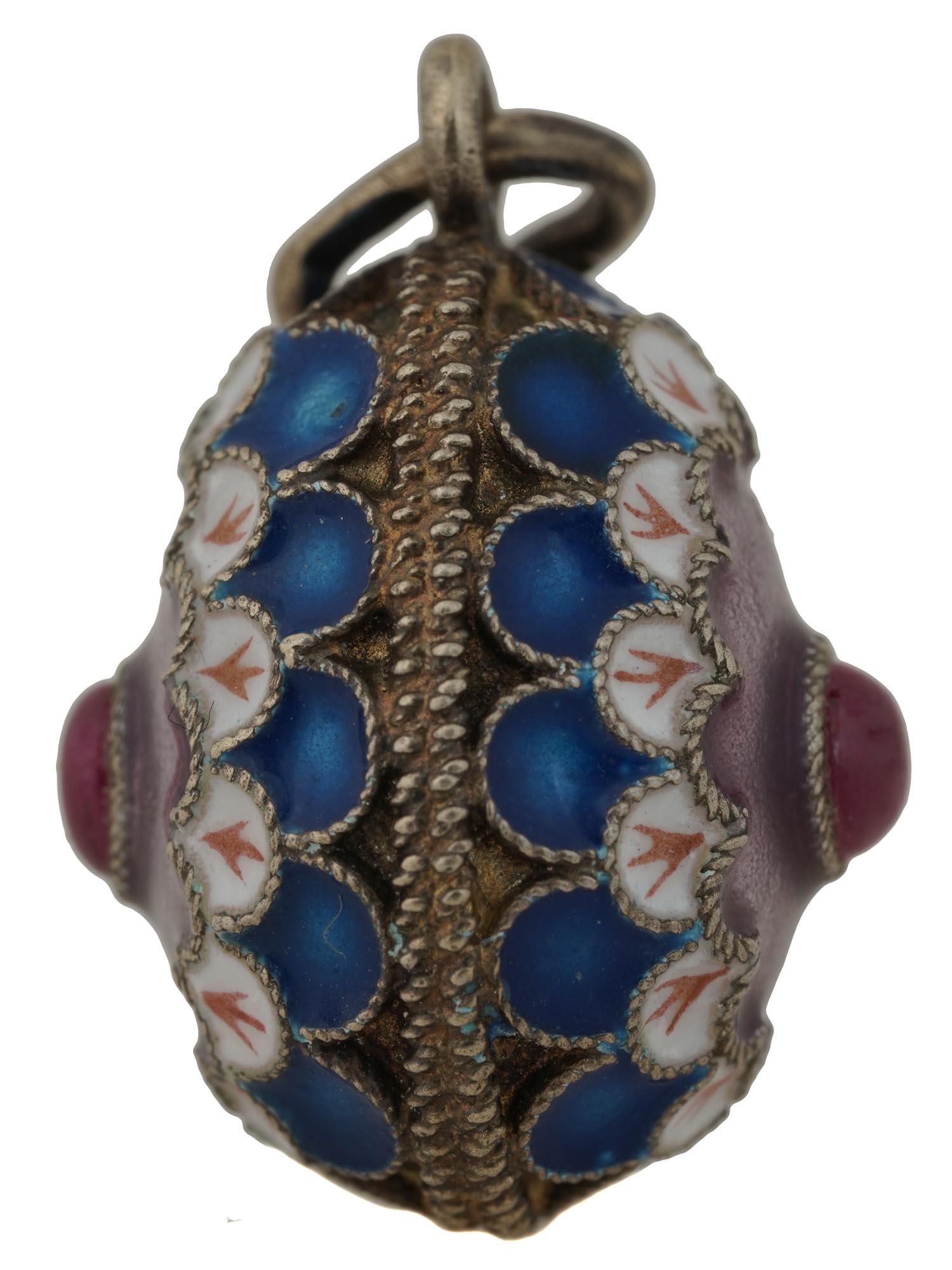 RUSSIAN GILT SILVER CLOISONNE ENAMEL PENDANT EGG PIC-3